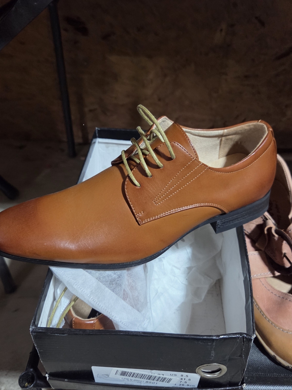 Men's Cognac Derby Shoes - Sleek Lace-Up Oxford Style
